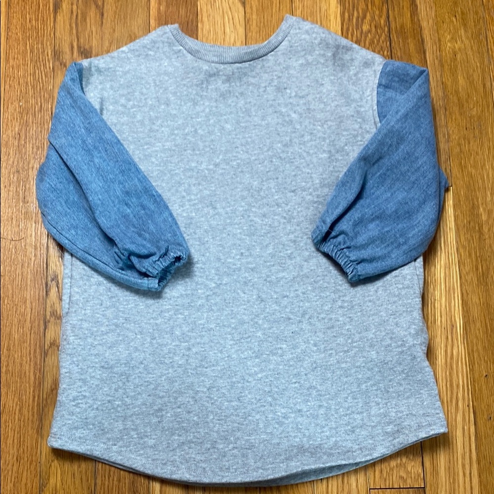 Stem Girls Sweatshirt Dress  Gray and Blue Long Sleeve